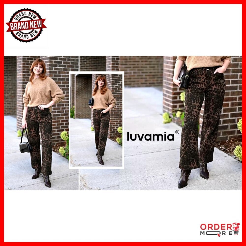 High Waisted Wide Leg Jeans Stretchy Denim Ankle Length with Pockets - Picture 7 of 7